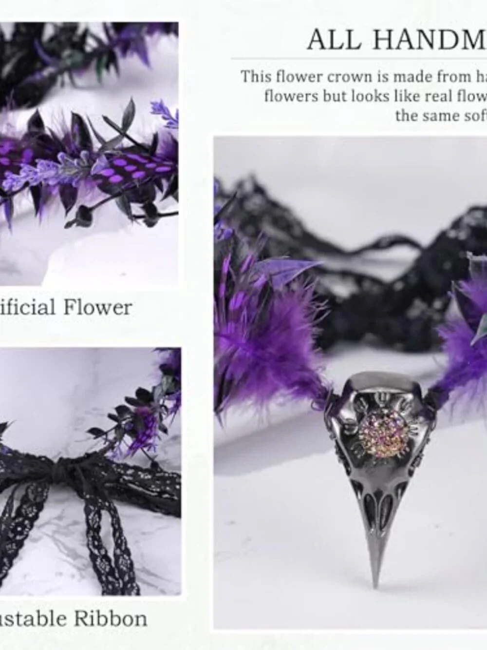Gothic Raven Witch Headpiece, Handmade Metal Circlet with Feathers, Renaissance